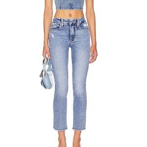 Good American - High Waist - Straight Leg - Ankle Crop Jeans - Light Wash - 29